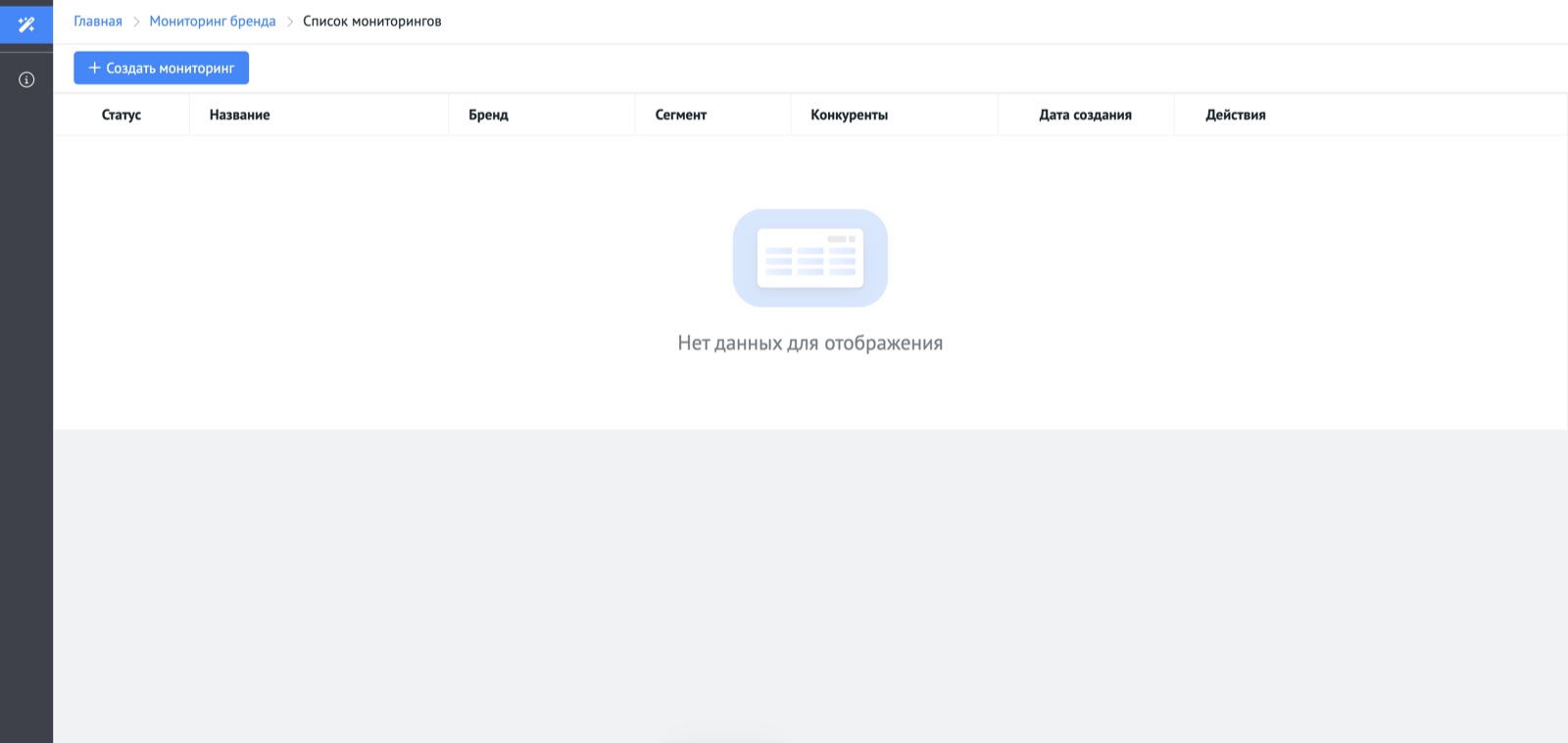 Пустой список мониторингов