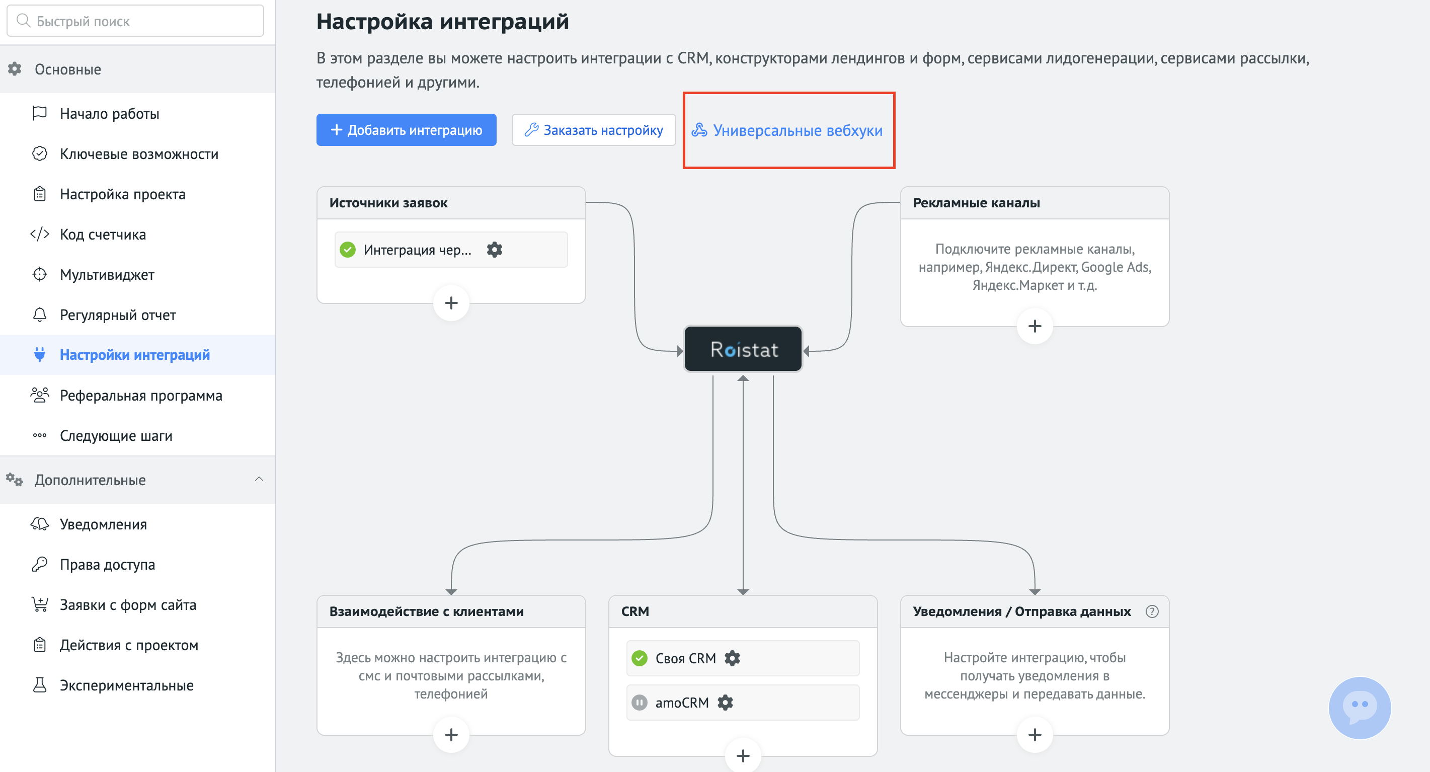 Создание Универсального вебхука